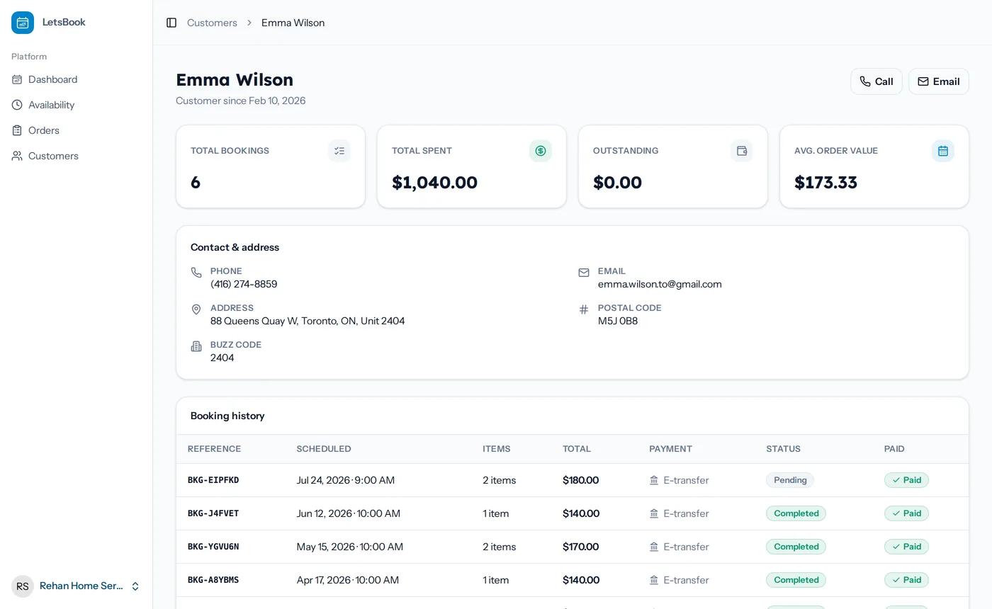 LetsBook Customer Details